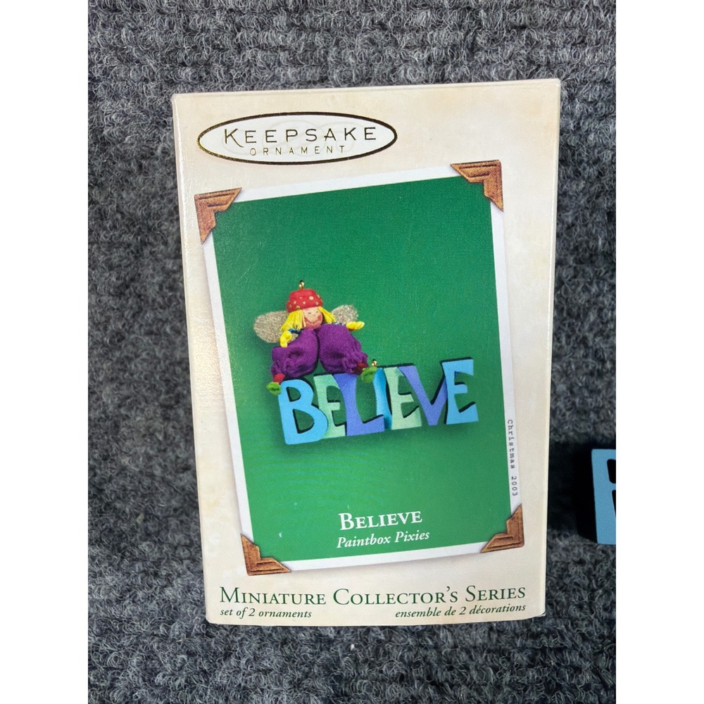 2003 Hallmark Keepsake Believe Paintbox Pixies Miniature Ornament Set 2 NIB